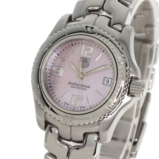 TAG HEUER Watches Quartz WT141F Stainless Steel , Stainless Steel Silver Link date Pink shell dial Women Used Authentic
