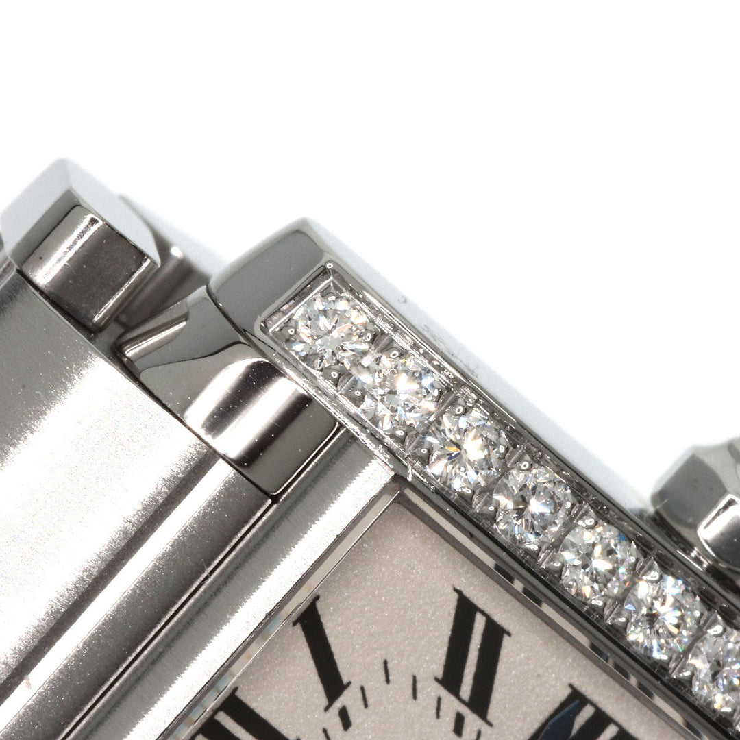 CARTIER Watches Quartz W4TA0008 Stainless Steel, Stainless Steel, Diamond Silver Tank Francaise SM Diamond Silver dial Women Used Authentic