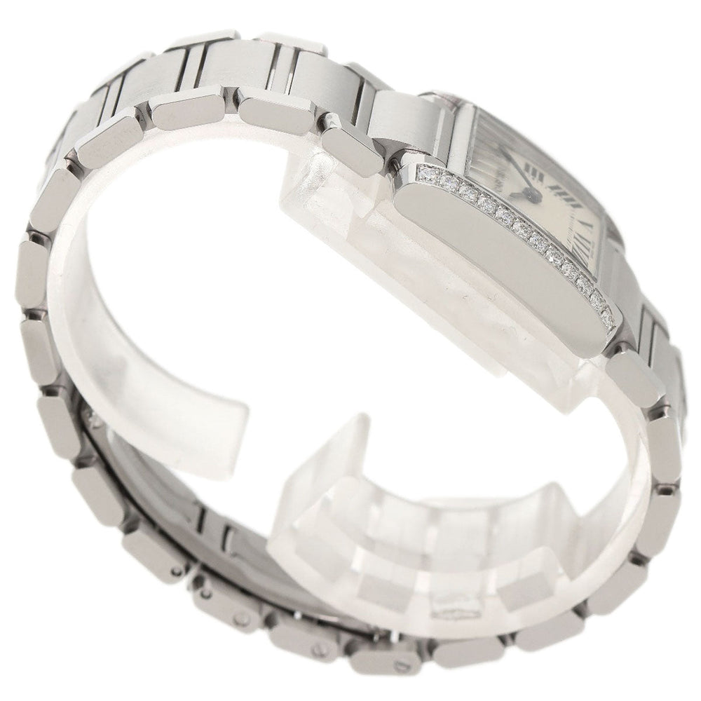 CARTIER Watches Quartz W4TA0008 Stainless Steel, Stainless Steel, Diamond Silver Tank Francaise SM Diamond Silver dial Women Used Authentic