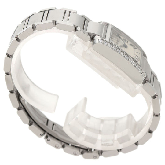 CARTIER Watches Quartz W4TA0008 Stainless Steel, Stainless Steel, Diamond Silver Tank Francaise SM Diamond Silver dial Women Used Authentic