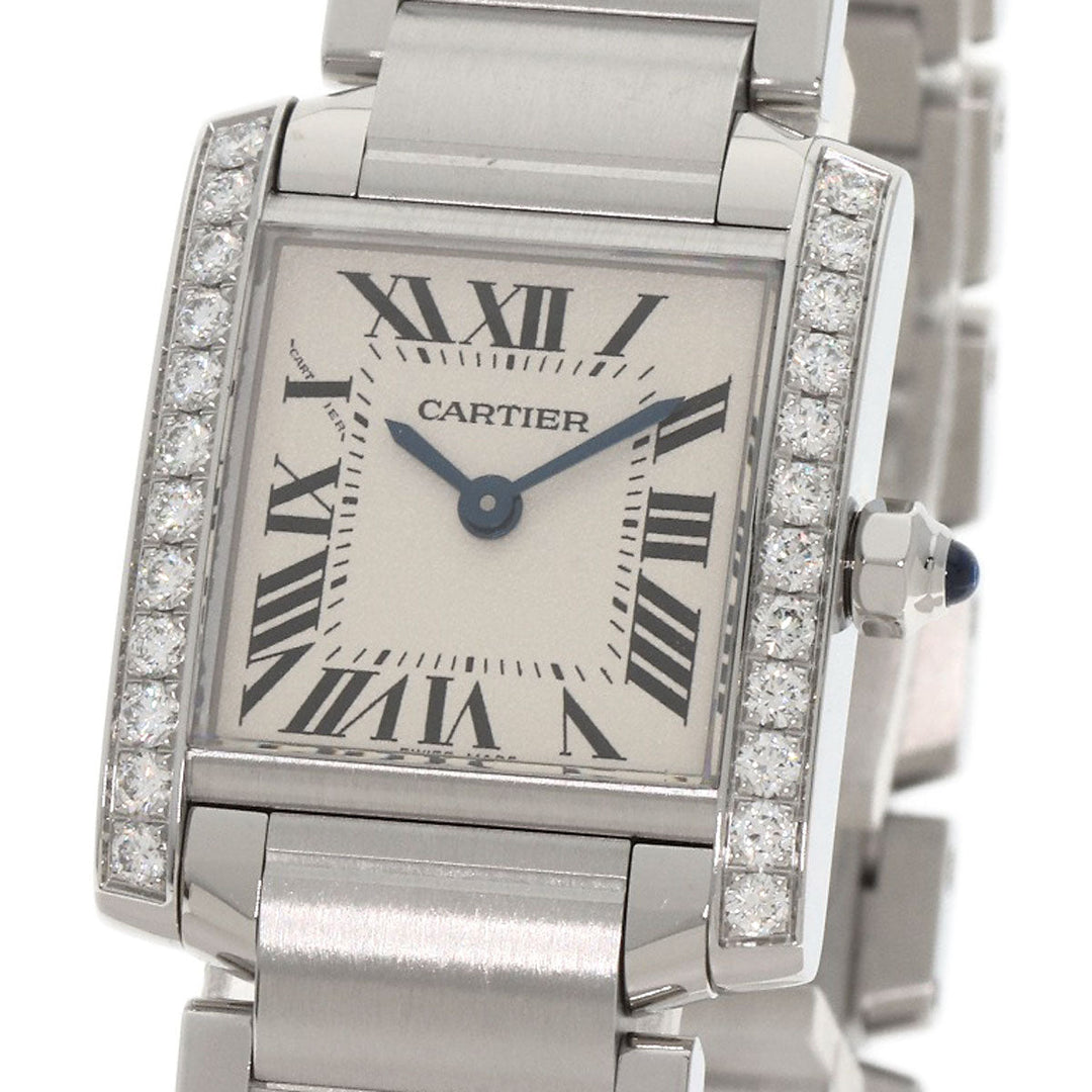 CARTIER Watches Quartz W4TA0008 Stainless Steel, Stainless Steel, Diamond Silver Tank Francaise SM Diamond Silver dial Women Used Authentic