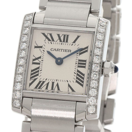 CARTIER Watches Quartz W4TA0008 Stainless Steel, Stainless Steel, Diamond Silver Tank Francaise SM Diamond Silver dial Women Used Authentic