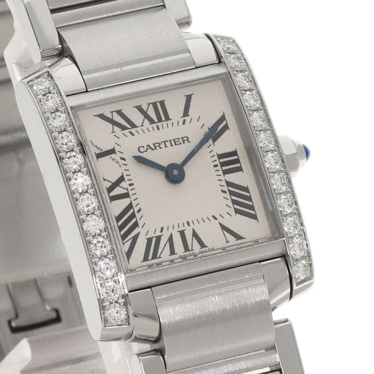 CARTIER Watches Quartz W4TA0008 Stainless Steel, Stainless Steel, Diamond Silver Tank Francaise SM Diamond Silver dial Women Used Authentic