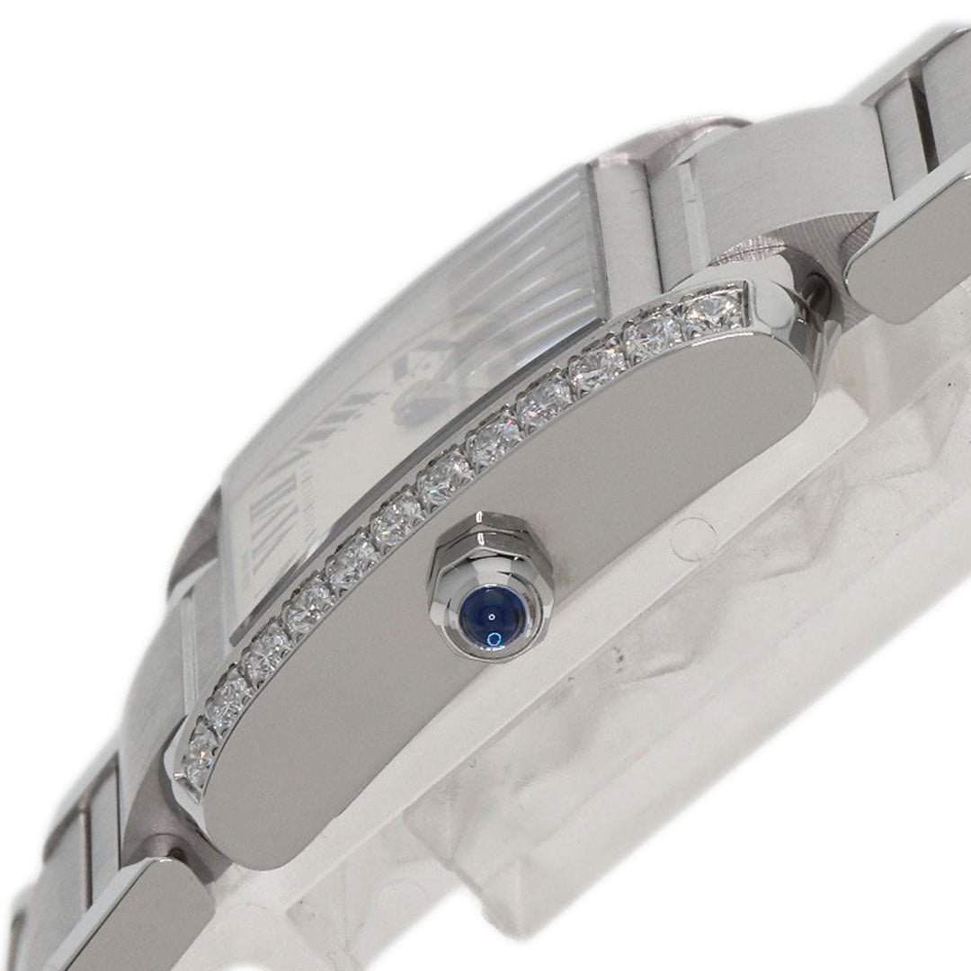 CARTIER Watches Quartz W4TA0008 Stainless Steel, Stainless Steel, Diamond Silver Tank Francaise SM Diamond Silver dial Women Used Authentic