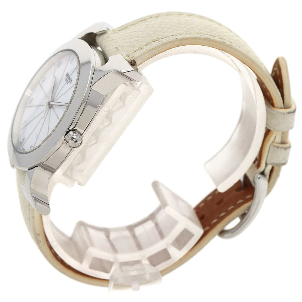 HERMES Watches Quartz HR1.510 Stainless Steel, Leather Silver H watch Rondo white dial Women Used Authentic