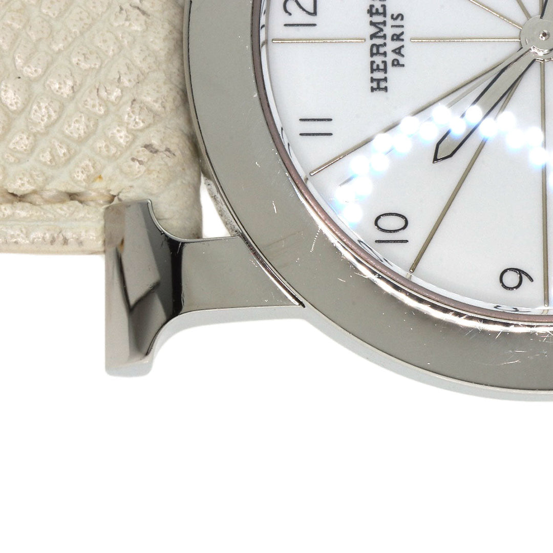 HERMES Watches Quartz HR1.510 Stainless Steel, Leather Silver H watch Rondo white dial Women Used Authentic