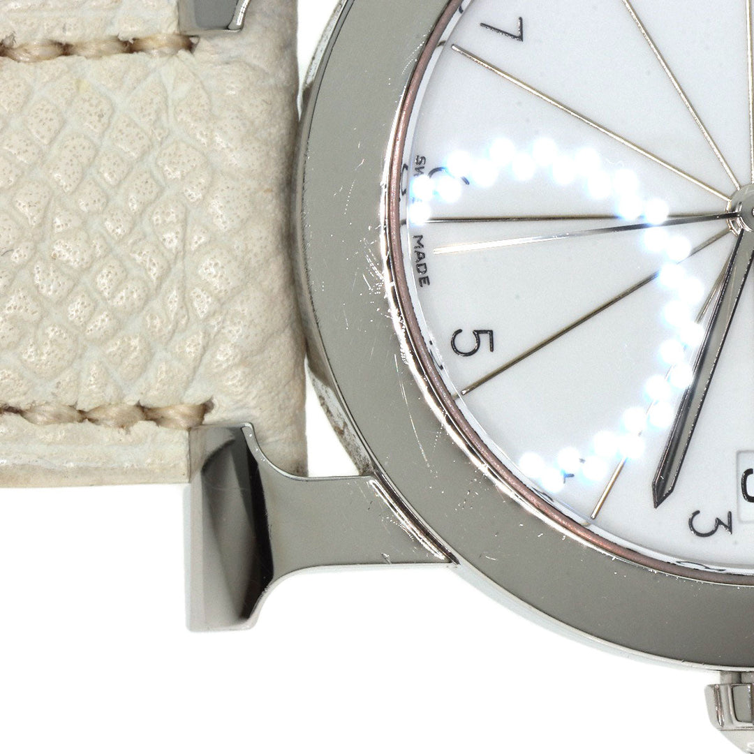 HERMES Watches Quartz HR1.510 Stainless Steel, Leather Silver H watch Rondo white dial Women Used Authentic