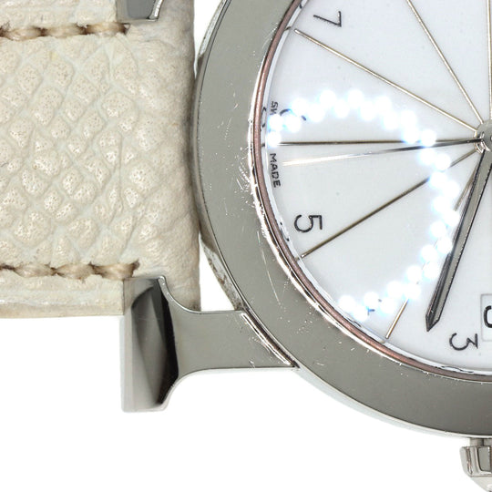 HERMES Watches Quartz HR1.510 Stainless Steel, Leather Silver H watch Rondo white dial Women Used Authentic