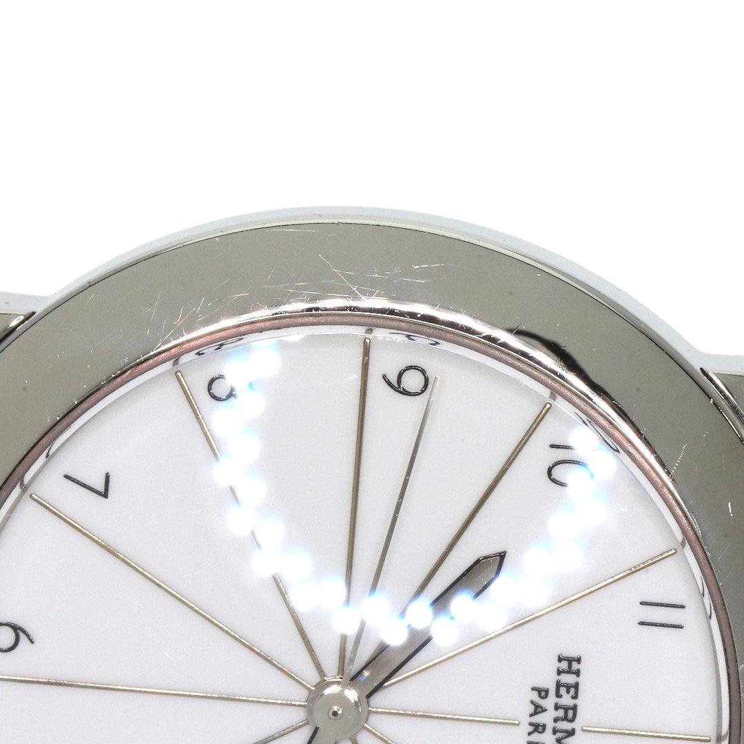HERMES Watches Quartz HR1.510 Stainless Steel, Leather Silver H watch Rondo white dial Women Used Authentic