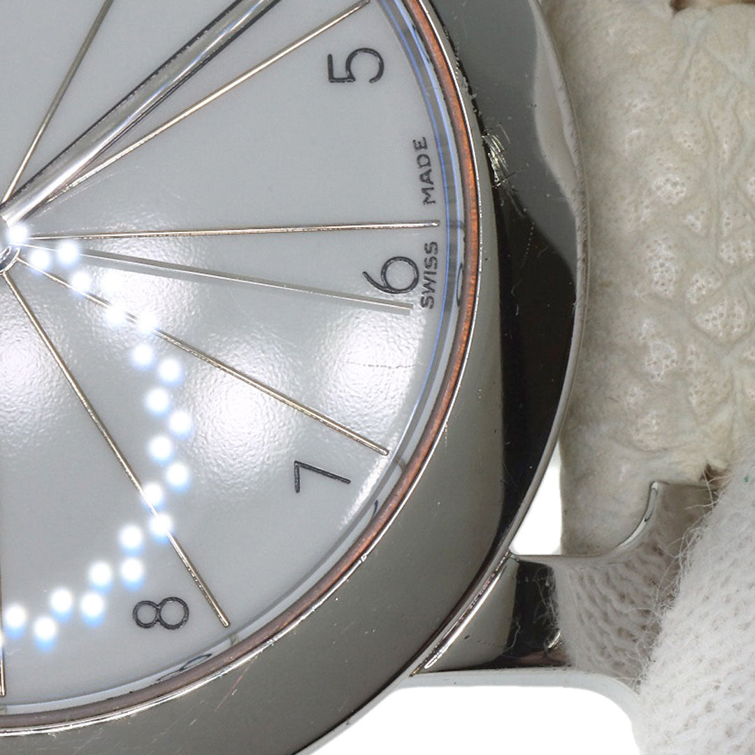 HERMES Watches Quartz HR1.510 Stainless Steel, Leather Silver H watch Rondo white dial Women Used Authentic