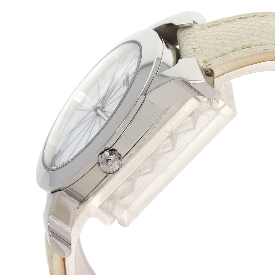 HERMES Watches Quartz HR1.510 Stainless Steel, Leather Silver H watch Rondo white dial Women Used Authentic