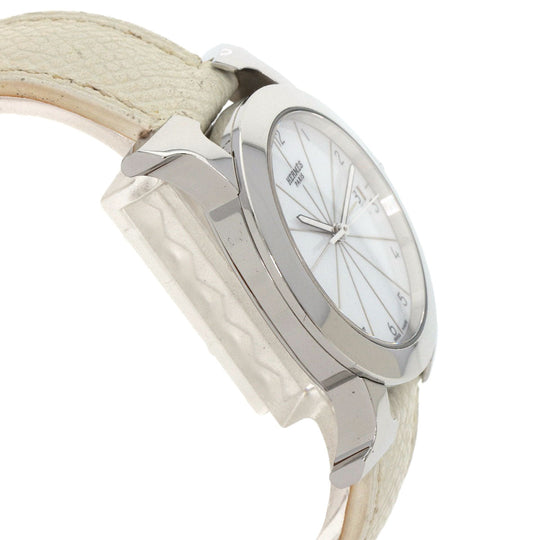 HERMES Watches Quartz HR1.510 Stainless Steel, Leather Silver H watch Rondo white dial Women Used Authentic