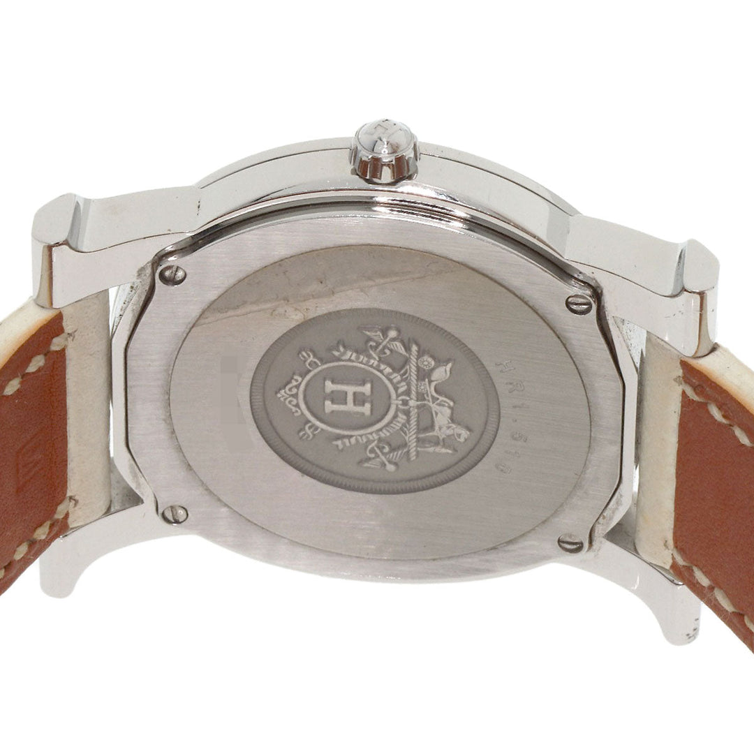 HERMES Watches Quartz HR1.510 Stainless Steel, Leather Silver H watch Rondo white dial Women Used Authentic