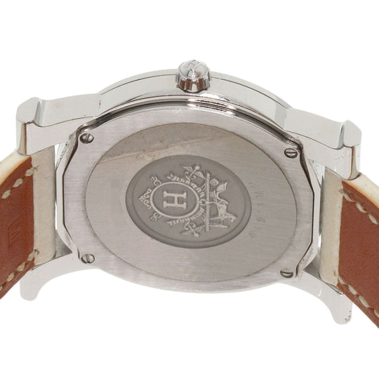 HERMES Watches Quartz HR1.510 Stainless Steel, Leather Silver H watch Rondo white dial Women Used Authentic