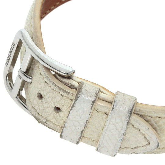HERMES Watches Quartz HR1.510 Stainless Steel, Leather Silver H watch Rondo white dial Women Used Authentic