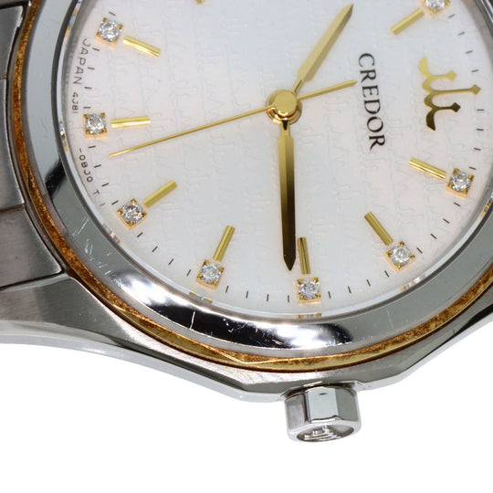 SEIKO Watches Quartz GSAS058 Stainless Steel , SSxK18YG gold CREDOR Signo GSAS058 Ivory dial Women Used Authentic