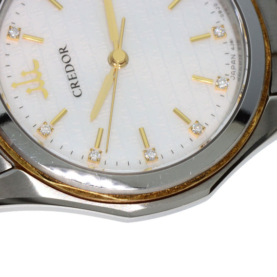 SEIKO Watches Quartz GSAS058 Stainless Steel , SSxK18YG gold CREDOR Signo GSAS058 Ivory dial Women Used Authentic