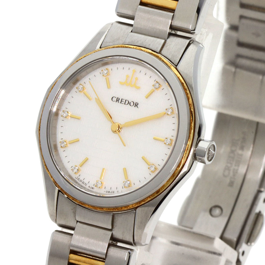 SEIKO Watches Quartz GSAS058 Stainless Steel , SSxK18YG gold CREDOR Signo GSAS058 Ivory dial Women Used Authentic