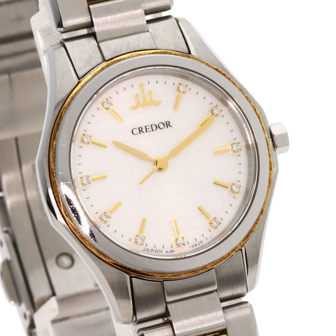 SEIKO Watches Quartz GSAS058 Stainless Steel , SSxK18YG gold CREDOR Signo GSAS058 Ivory dial Women Used Authentic