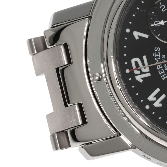 HERMES Watches Quartz CL1.910 Stainless Steel , Stainless Steel Silver Clipper Chronograph black dial mens Used Authentic