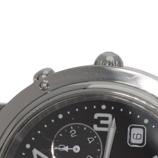 HERMES Watches Quartz CL1.910 Stainless Steel , Stainless Steel Silver Clipper Chronograph black dial mens Used Authentic