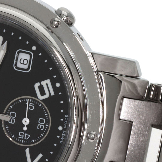 HERMES Watches Quartz CL1.910 Stainless Steel , Stainless Steel Silver Clipper Chronograph black dial mens Used Authentic