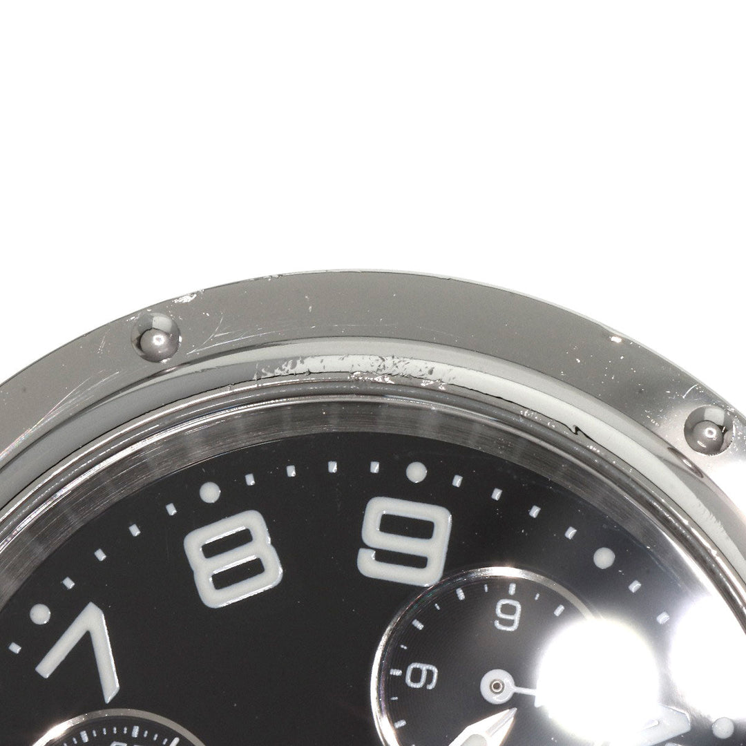 HERMES Watches Quartz CL1.910 Stainless Steel , Stainless Steel Silver Clipper Chronograph black dial mens Used Authentic