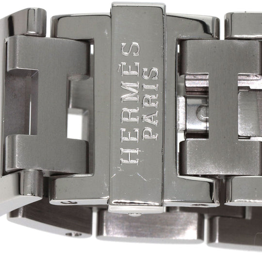HERMES Watches Quartz CL1.910 Stainless Steel , Stainless Steel Silver Clipper Chronograph black dial mens Used Authentic