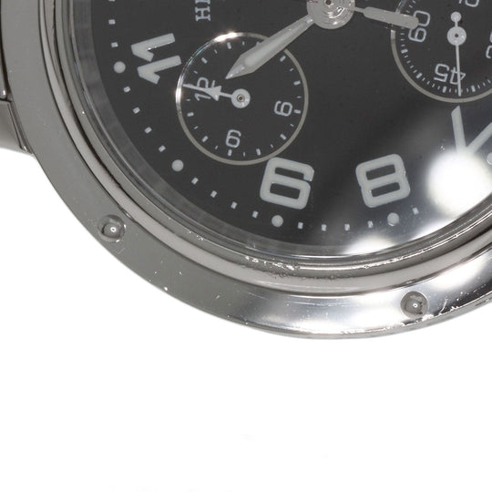 HERMES Watches Quartz CL1.910 Stainless Steel , Stainless Steel Silver Clipper Chronograph black dial mens Used Authentic