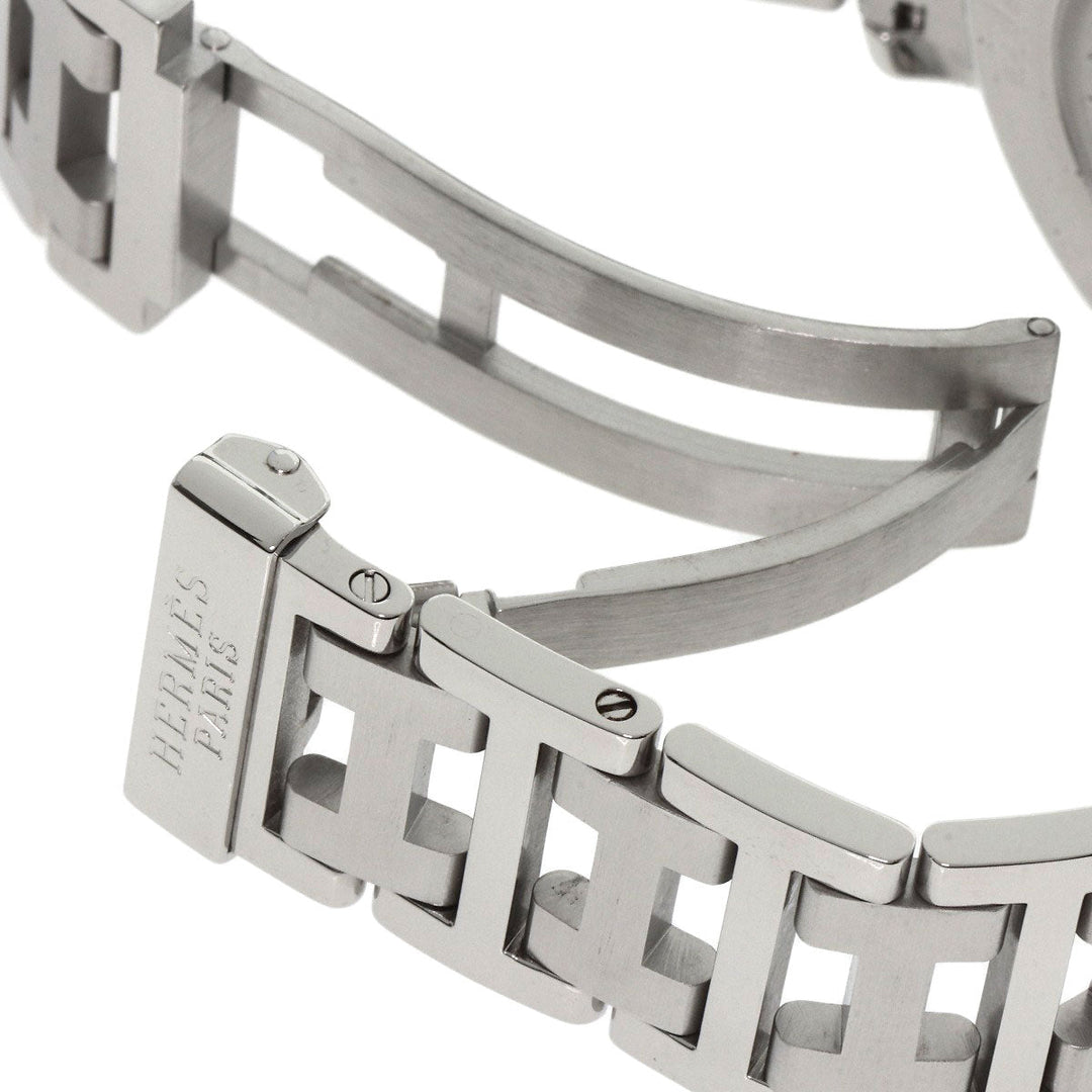 HERMES Watches Quartz CL1.910 Stainless Steel , Stainless Steel Silver Clipper Chronograph black dial mens Used Authentic