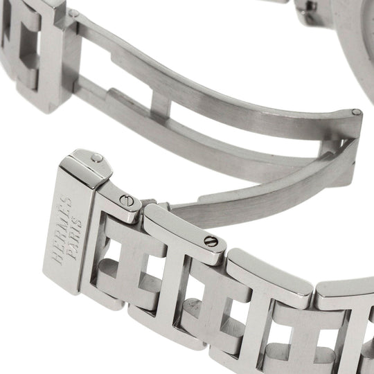 HERMES Watches Quartz CL1.910 Stainless Steel , Stainless Steel Silver Clipper Chronograph black dial mens Used Authentic