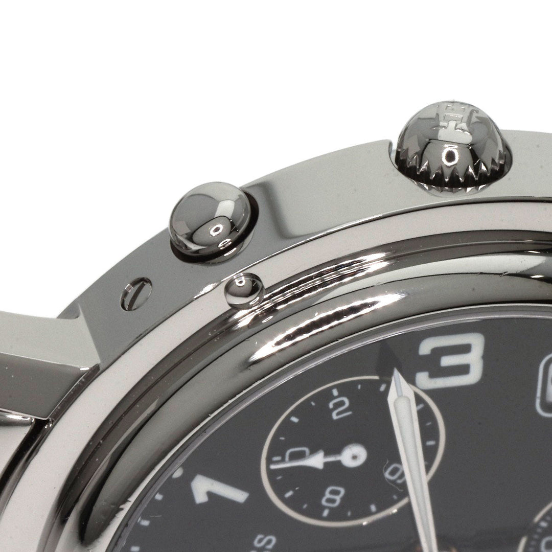HERMES Watches Quartz CL1.910 Stainless Steel , Stainless Steel Silver Clipper Chronograph black dial mens Used Authentic