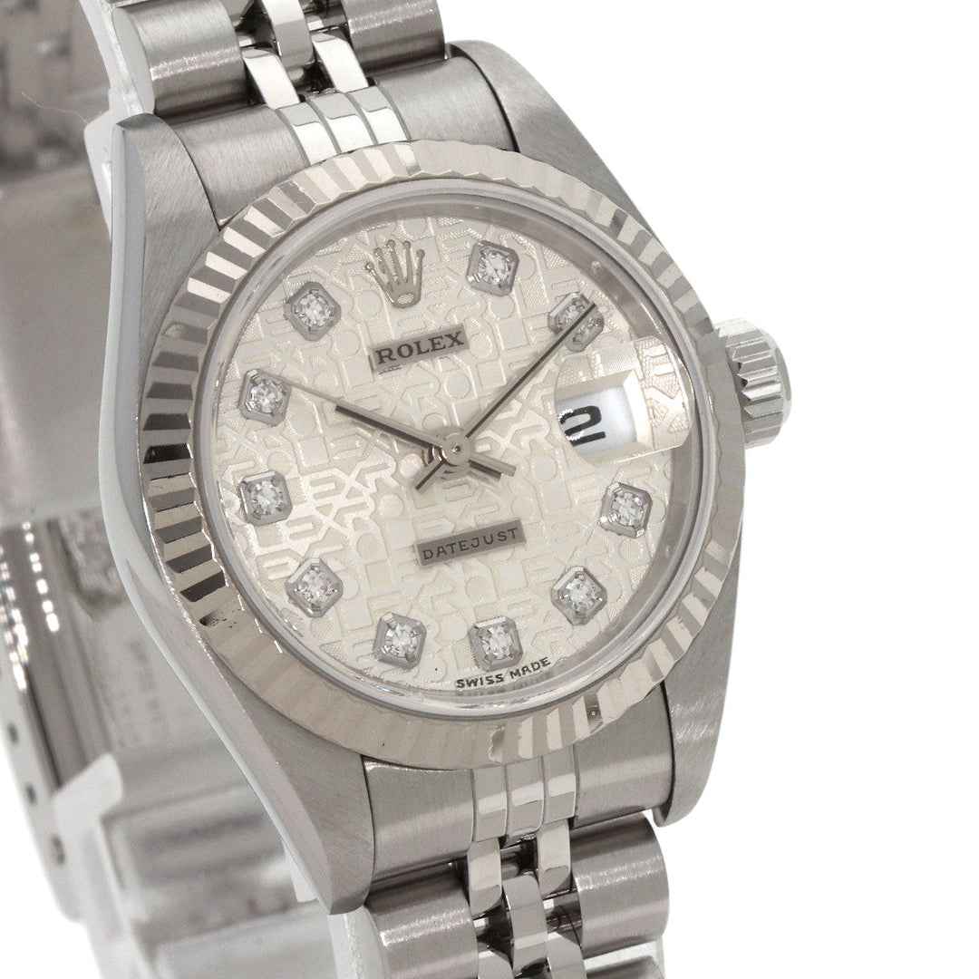 ROLEX Watches Mechanical Automatic 79174G Stainless Steel , Stainless Steel , K18WG Silver Datejust 10P Diamond SilverCP dial Women Used Authentic