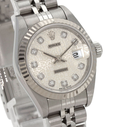 ROLEX Watches Mechanical Automatic 79174G Stainless Steel , Stainless Steel , K18WG Silver Datejust 10P Diamond SilverCP dial Women Used Authentic