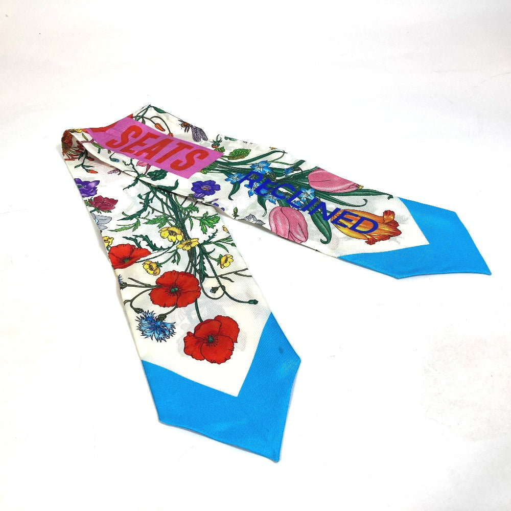 GUCCI scarf 678992 silk multicolor 100th anniversary flora floral pattern Neck bow Women Used Authentic