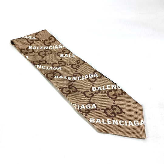 GUCCI scarf 676777 silk Brown Maxi GG neck bow The Hacker Project Neck Bow Women Secondhand Authentic