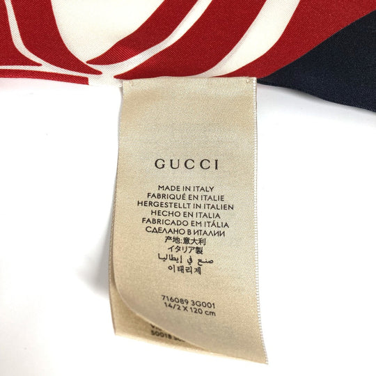 GUCCI scarf 716089 silk Navy bandeau scarf Adidas adidas collaboration