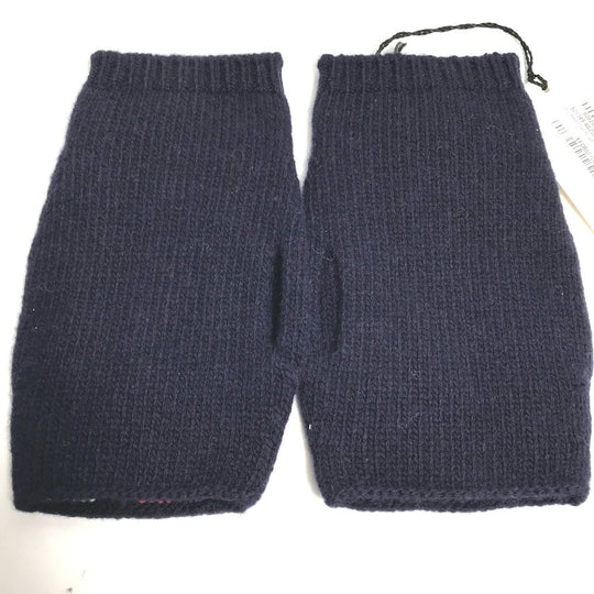 GUCCI gloves 521149 wool Navy fingerless stripe Women M Used Authentic