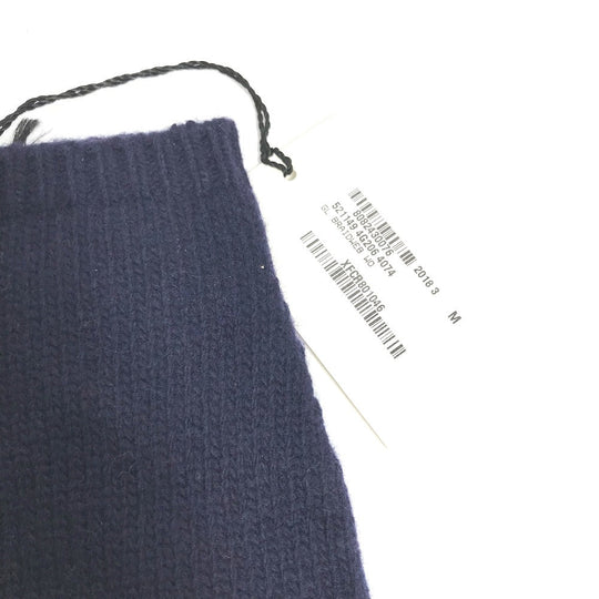 GUCCI gloves 521149 wool Navy fingerless stripe Women M Used Authentic