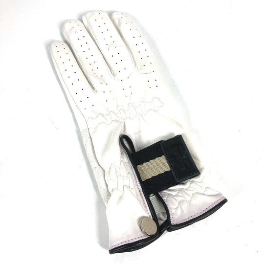 GUCCI gloves leather white For left hand Golf Gloves Women 8 Used Authentic