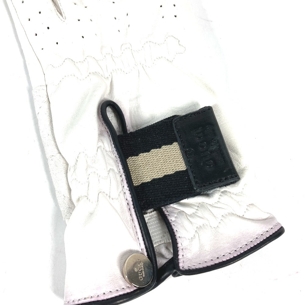 GUCCI gloves leather white For left hand Golf Gloves Women 8 Used Authentic
