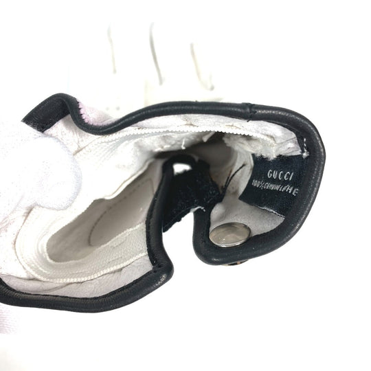 GUCCI gloves leather white For left hand Golf Gloves Women 8 Used Authentic