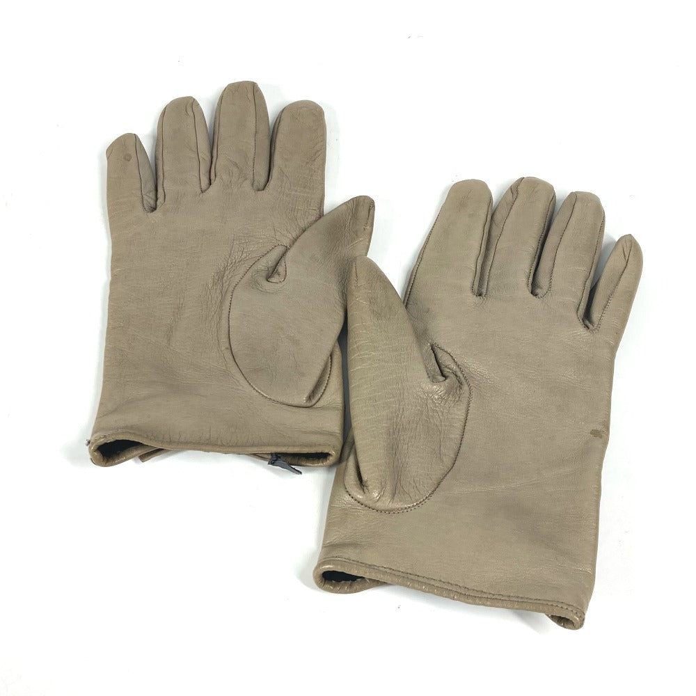 GUCCI gloves leather beige Ribbon Wood Bamboo Women 7 Used Authentic