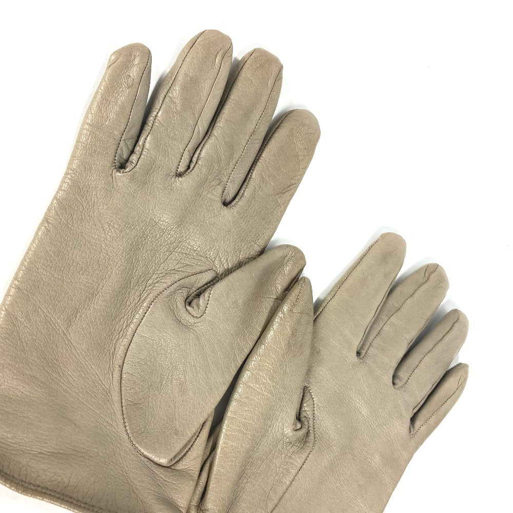 GUCCI gloves leather beige Ribbon Wood Bamboo Women 7 Used Authentic