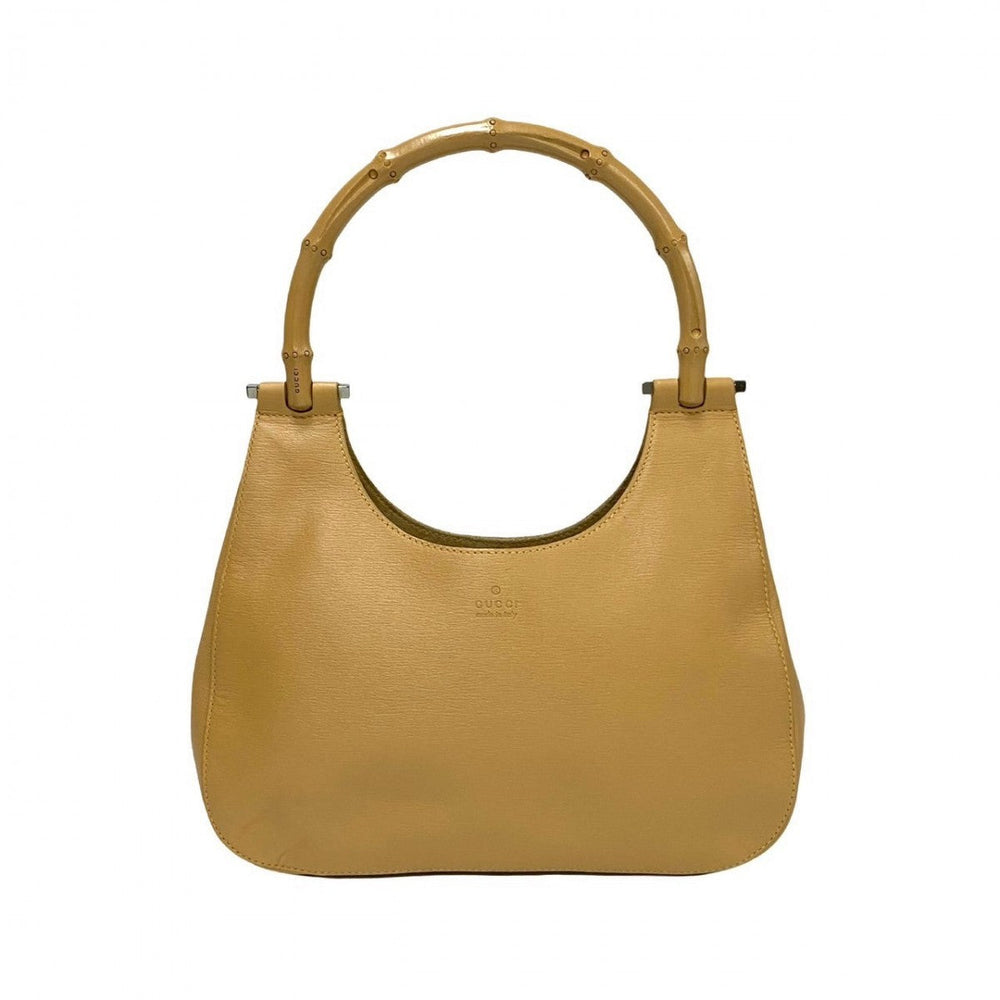 GUCCI Handbag leather beige Bamboo