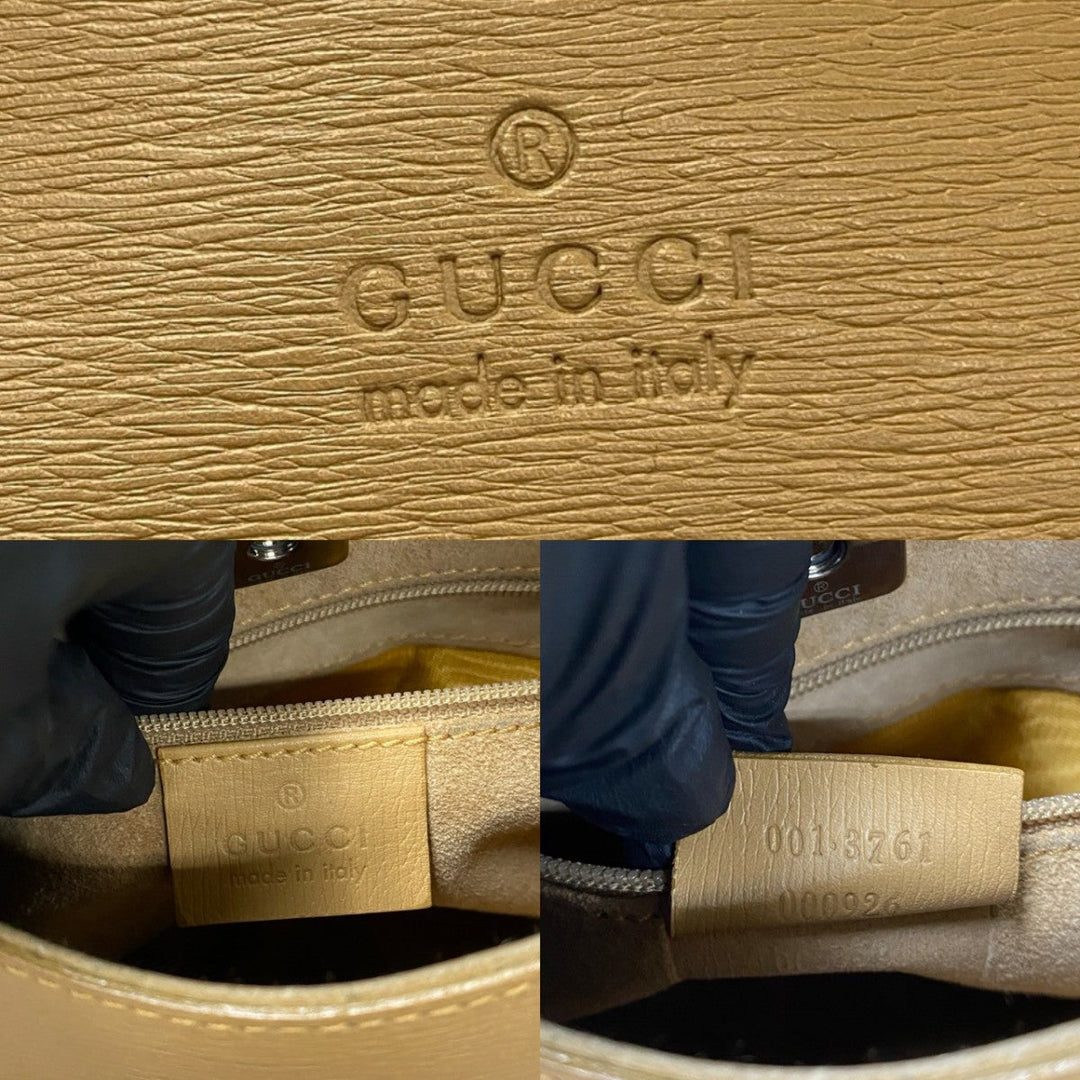 GUCCI Handbag leather beige Bamboo