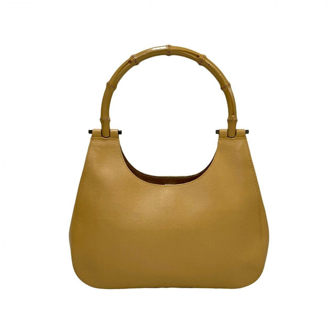 GUCCI Handbag leather beige Bamboo
