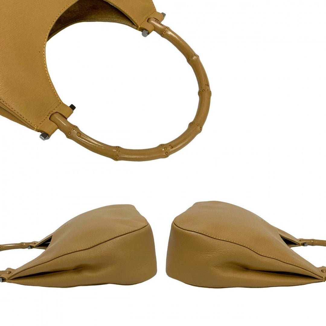 GUCCI Handbag leather beige Bamboo