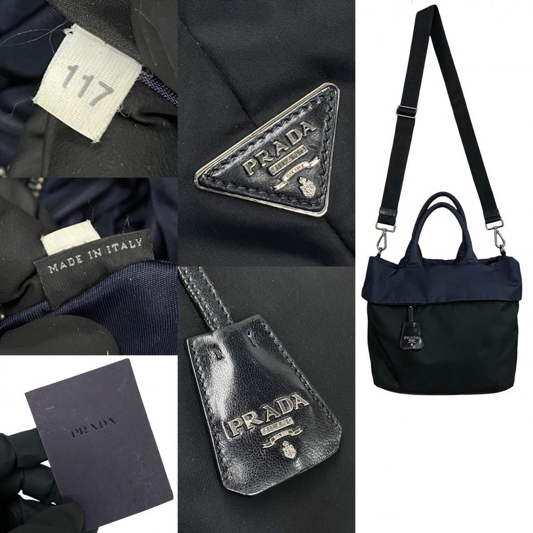 PRADA Shoulder Bag Nylon Navy