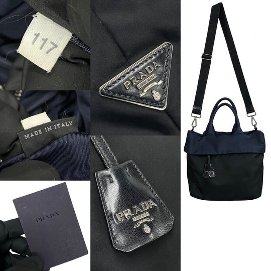 PRADA Shoulder Bag Nylon Navy